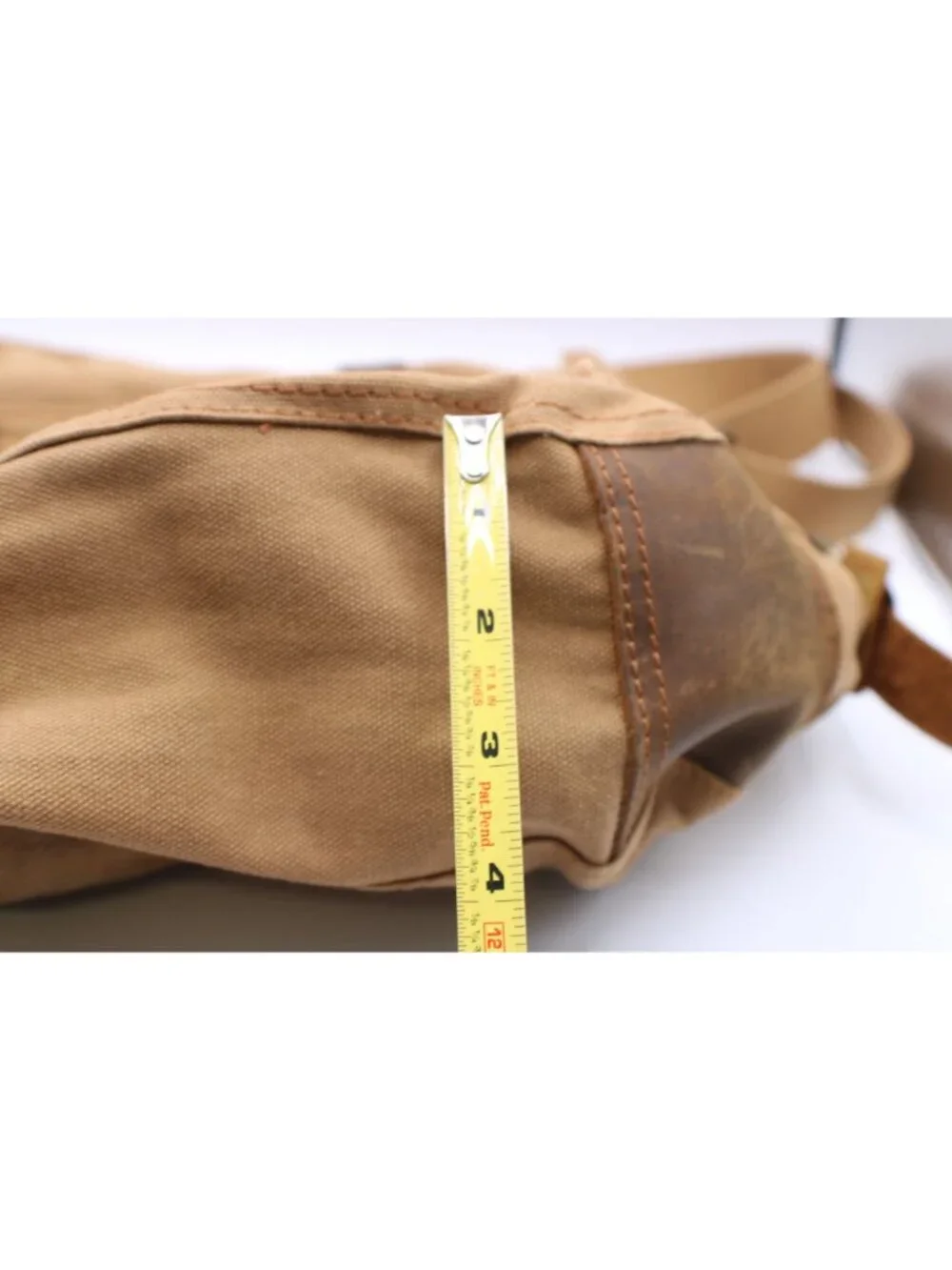 Augur Strauss & Co Canvas Messenger Bag Tan Buckle Flaps Adj Strap Utility Style